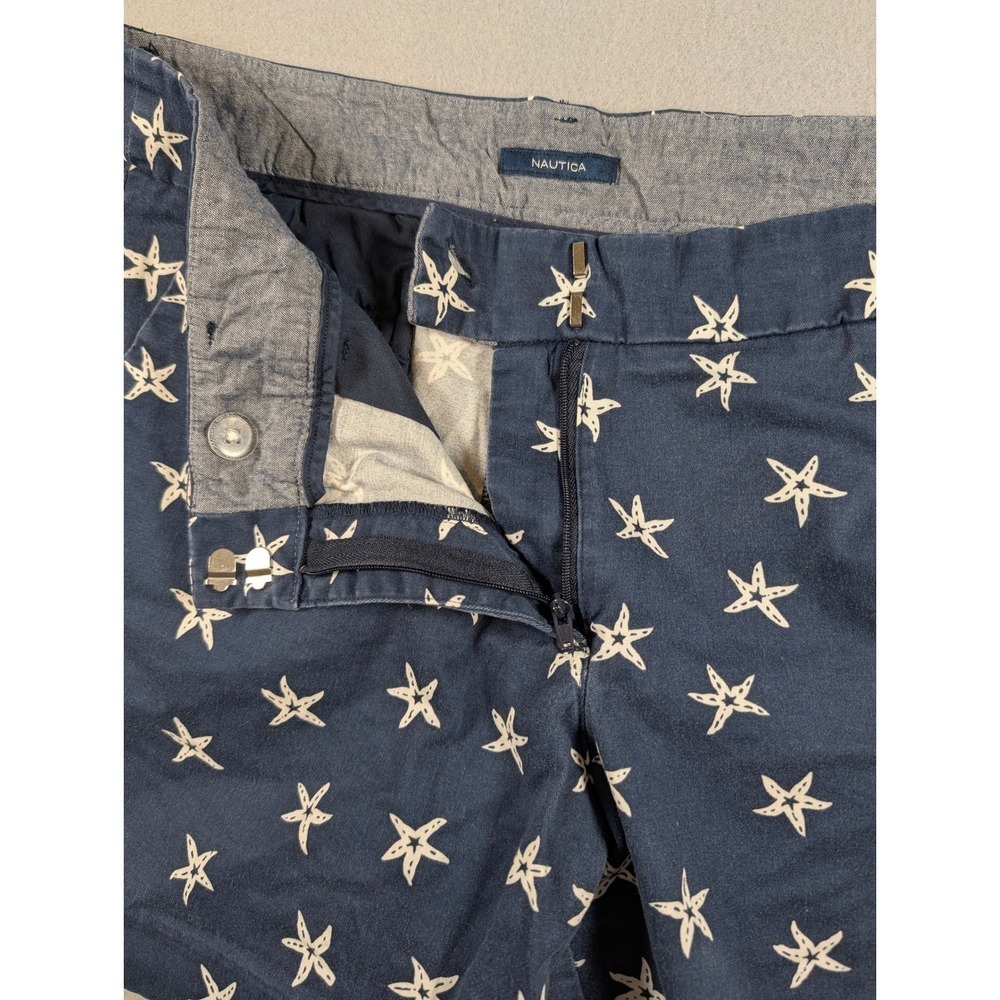 Nautica Womens Navy Blue Starfish Print Cotton Stretch Shorts Size 12 - Picture 3 of 6